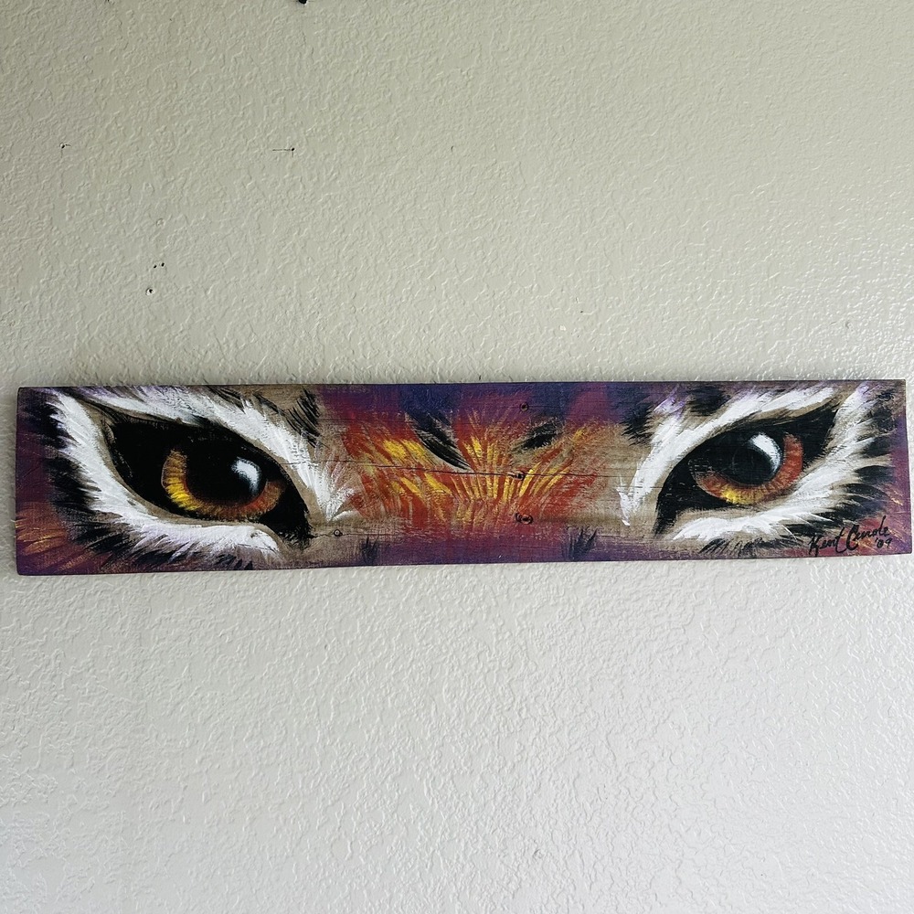 Eyes Of The Tiger Oil Painting Signed By Artist Kent Curole '09, 5.5"X27" LSU